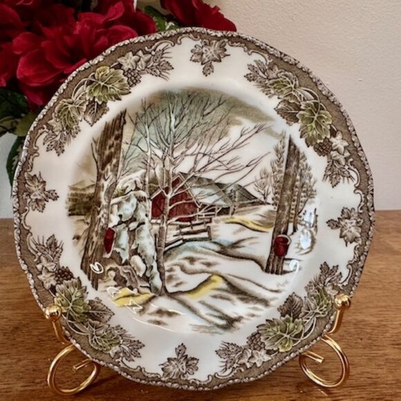 Vintage Johnson Brothers The Friendly‎ Village Side Plate – Sugar Maples Scene - Picture 1 of 4